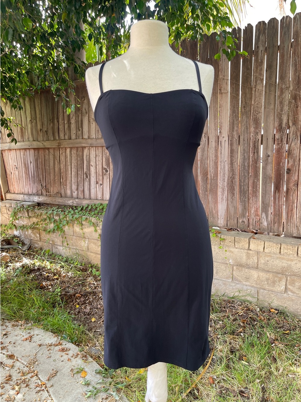 Victoria’s Secret slip midi dress black built bra romantic goth glam coquette L